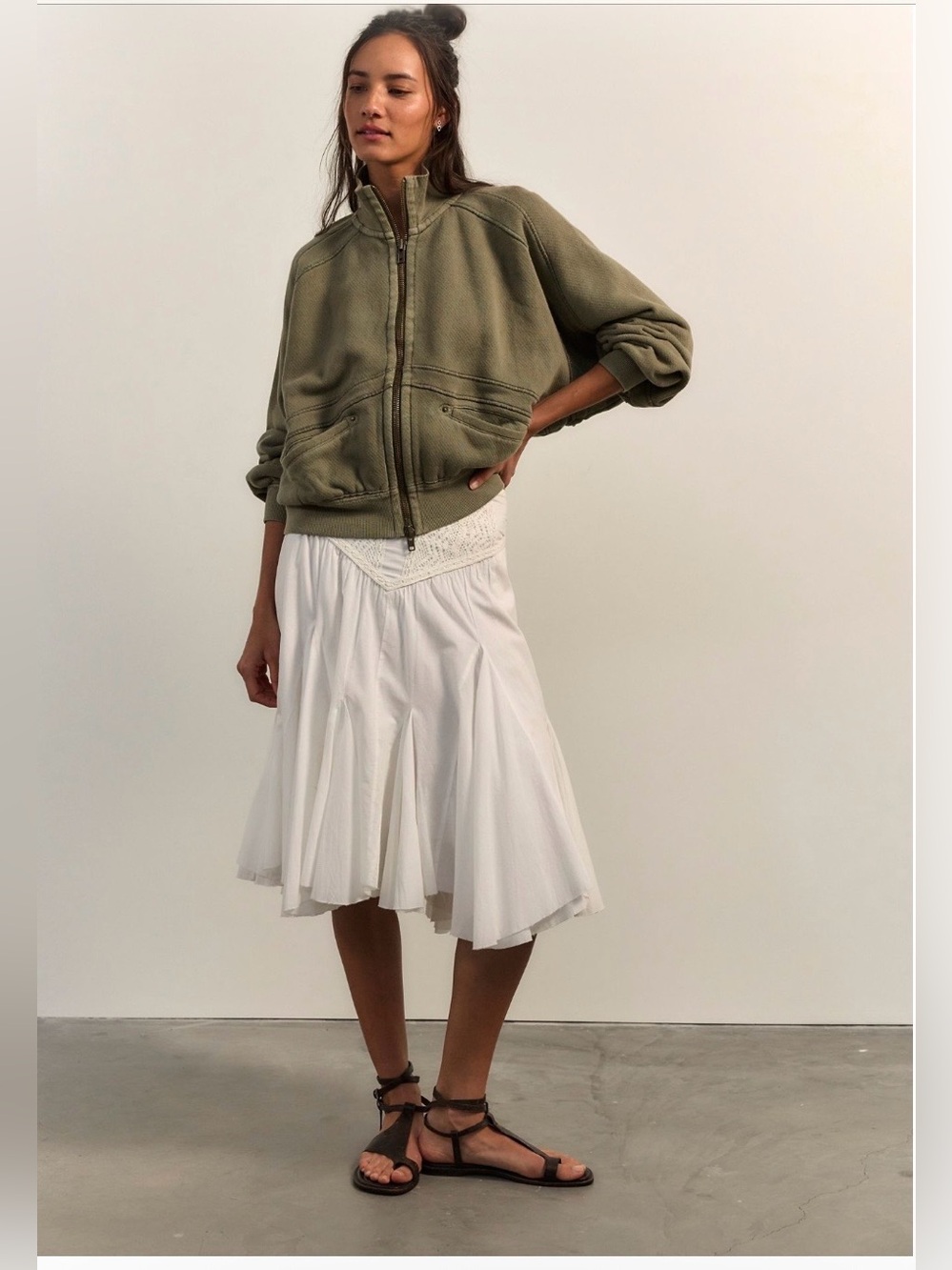 We The Free Thunder Cardi in Summer Pine 💯 Cotton NWT